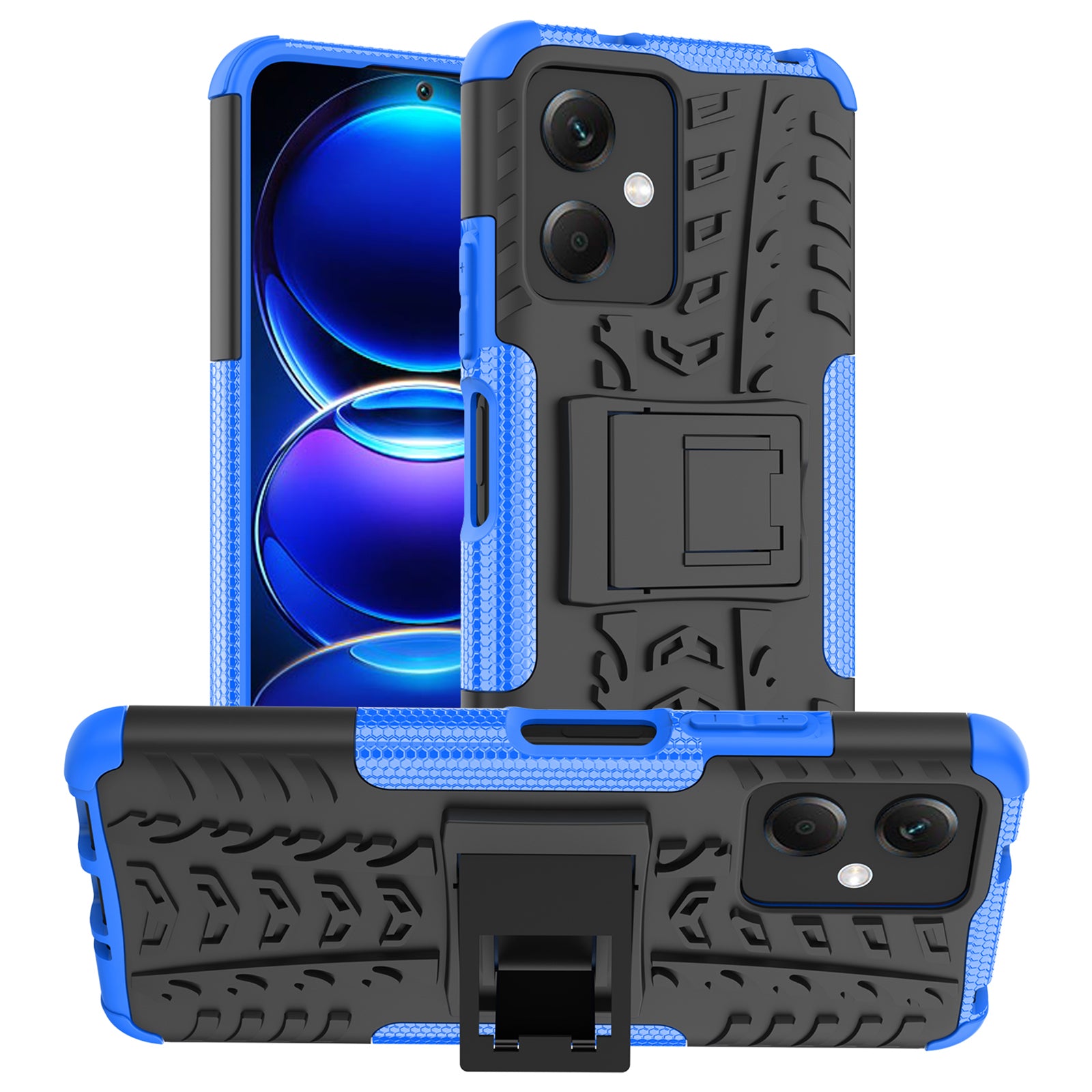 For Xiaomi Redmi Note 12 5G (Global) (India) (China) Poco X5 5G Collision Resistant Tyre Pattern Kickstand Case PC TPU Rugged Hybrid Phone Cover For Xiaomi Redmi Note 12 5G (Global) (India) (China) Poco X5 5G Collision Resistant Tyre Pattern Kickstand Case PC TPU Rugged Hybrid Phone Cover